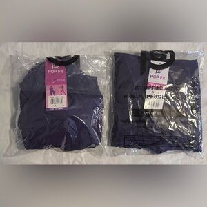 POP Fit Deep Purple Activewear Set - Top and Leggings - Size: Medium